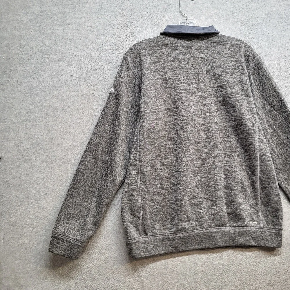 Adidas Men Sweatshirt Medium Gray 1/4 Zip Logo‎ Fleece Pullover